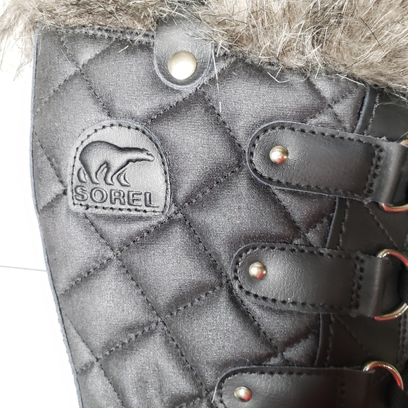 Sorel Tofino Boots Calf NEW Womens Black Fur Topped Duck Rubber Boots 8 Designer - Picture 4 of 11